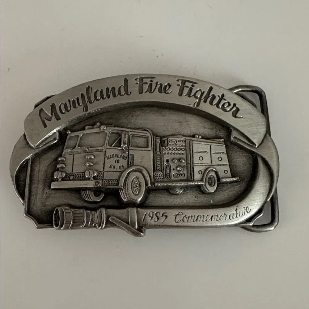 Maryland Fire Fighter Belt Buckle - Silver